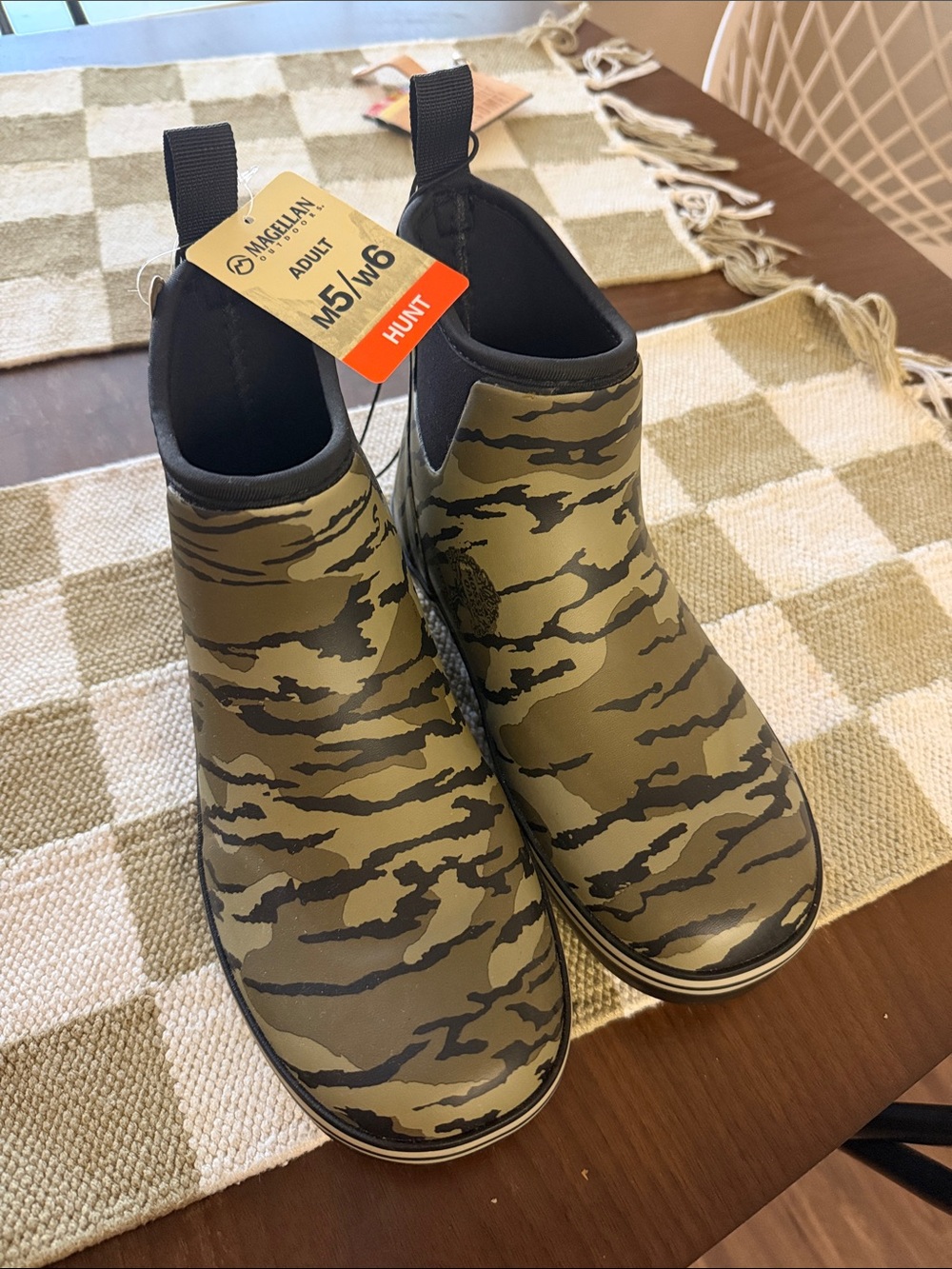 Magellan Outdoors Olive & Black Camo Slip-On Rain Boots